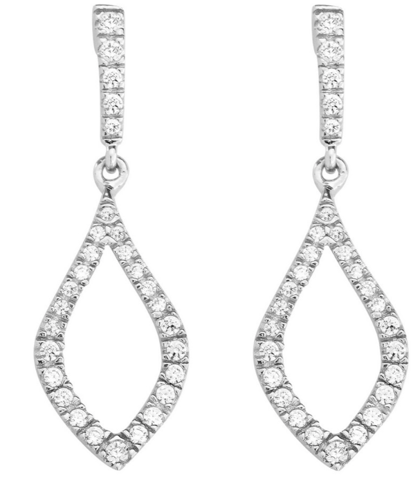 Sterling Silver Open Micro Pave Marquise Earrings