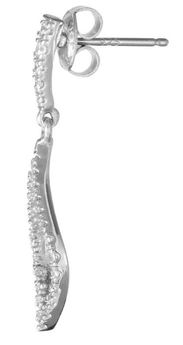 Sterling Silver Open Micro Pave Marquise Earrings