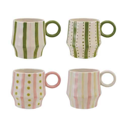 Creative Co-op Gifts Stoneware Stripe Mug (choose color)