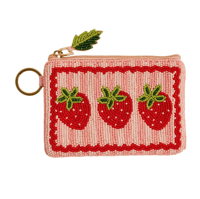 The Darling Effect Strawberries Beaded Pouch