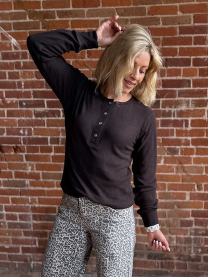 Tana Easy Button Waffle Henley Long Sleeve Top by Thread & Supply