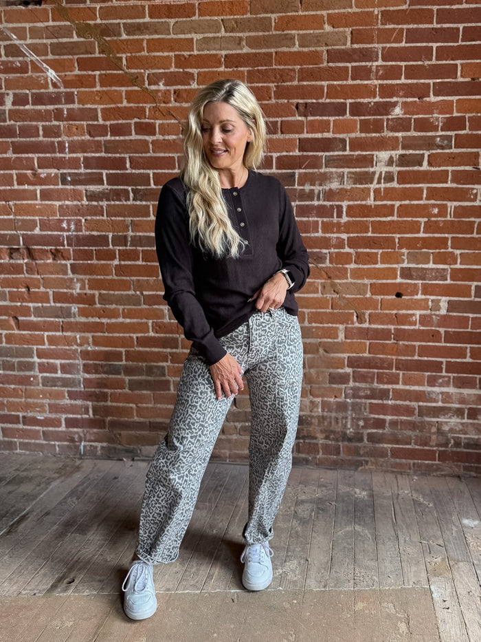 Tana Easy Button Waffle Henley Long Sleeve Top by Thread & Supply