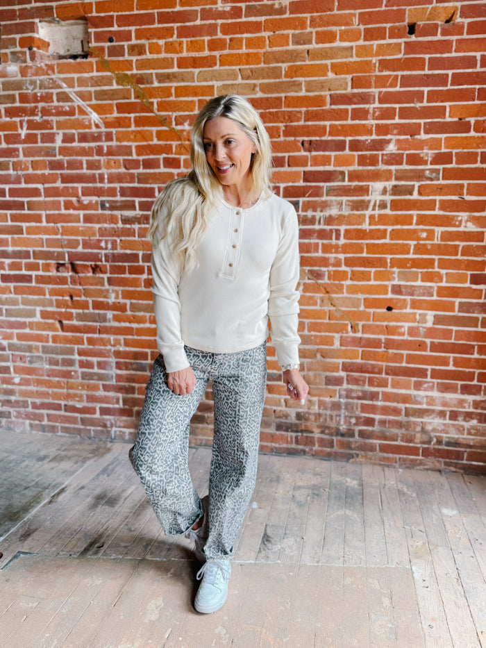 Tana Easy Button Waffle Henley Long Sleeve Top by Thread & Supply