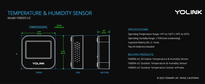 temperature & humidity sensor model ys8003-uc