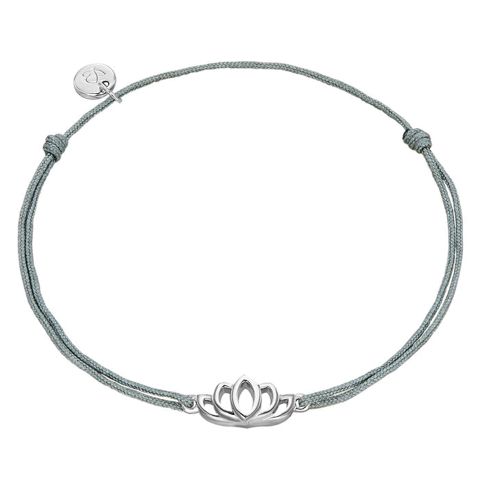 Textil Armband grau Lotusblume silber