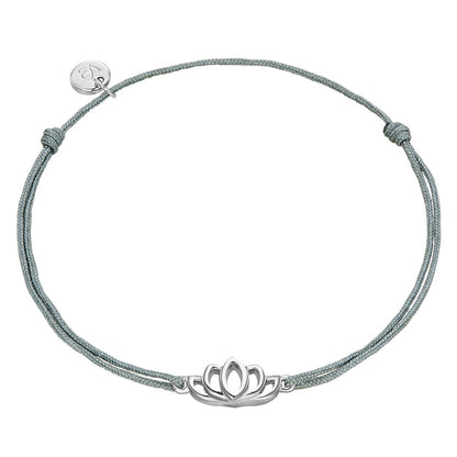 Textil Armband grau Lotusblume silber