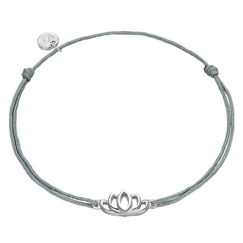 Textil Armband grau Lotusblume silber