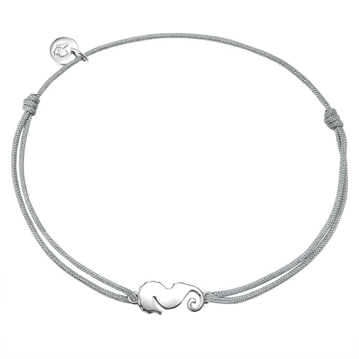 Textil Armband grau Seepferdchen silber