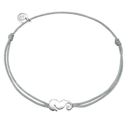 Textil Armband grau Seepferdchen silber