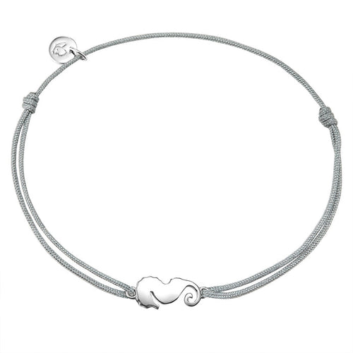 Textil Armband grau Seepferdchen silber