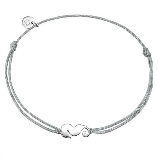 Textil Armband grau Seepferdchen silber