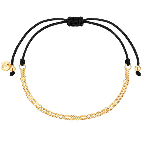 Textil Armband schwarz Panzerkette gold