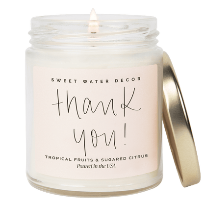 Thank You! Soy Candle - Clear Jar - 9 oz (Island Air) - Sweet Water Decor - Candles