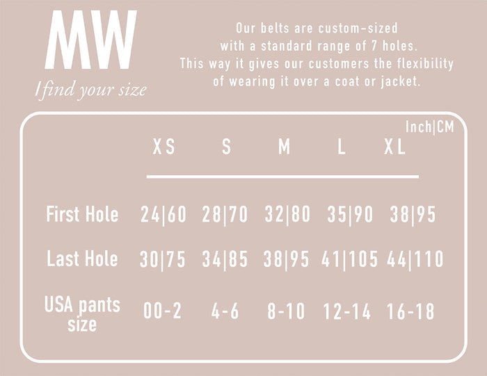 Genuine Leather Belt Size Chart