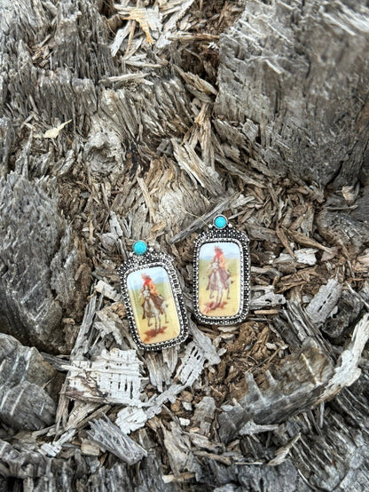 The Lone Rider Portrait Dangle Earrings