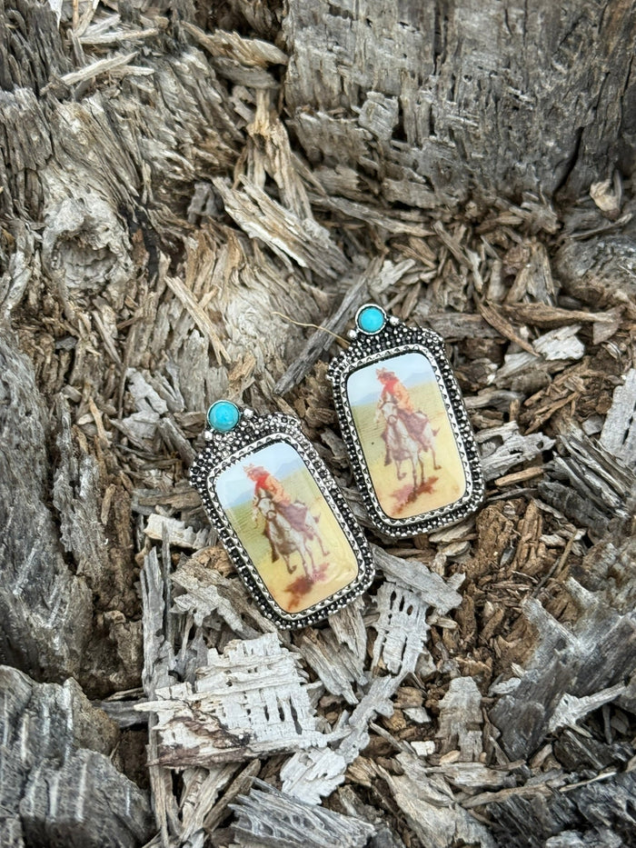 The Lone Rider Portrait Dangle Earrings