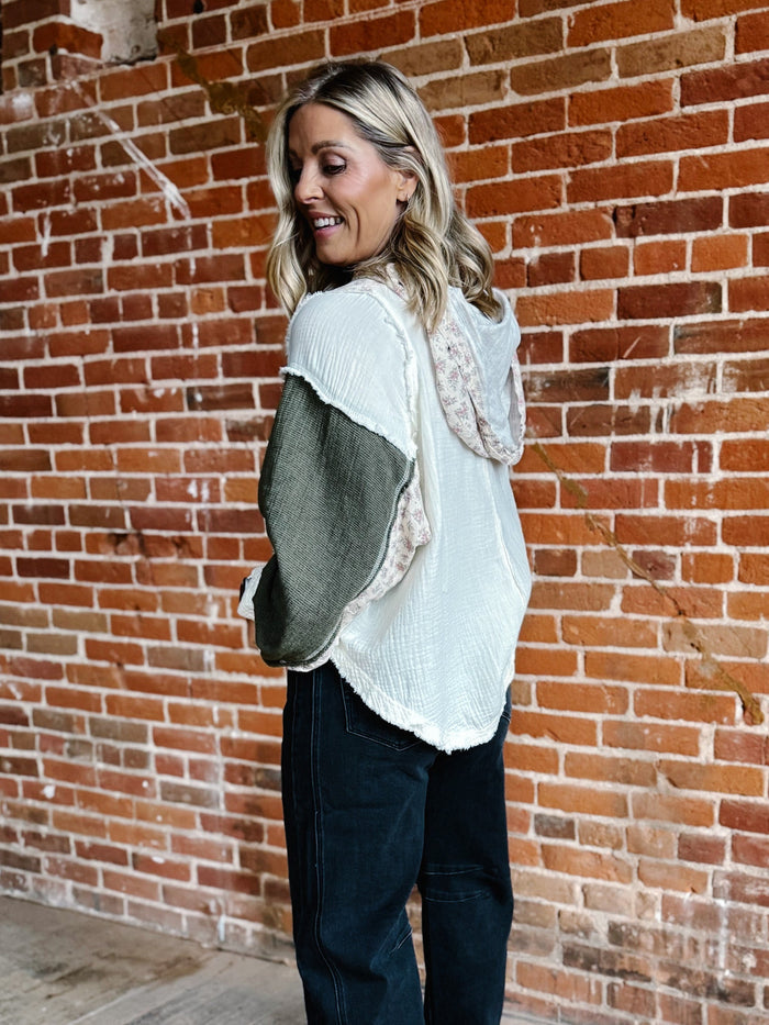 The Olivewood Patchwork Hoodie, Natural