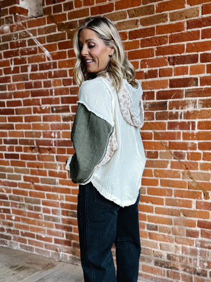 The Olivewood Patchwork Hoodie, Natural