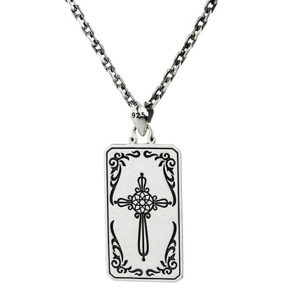 The back of the tarot card pendant, showing the .925 hallmark stamp.