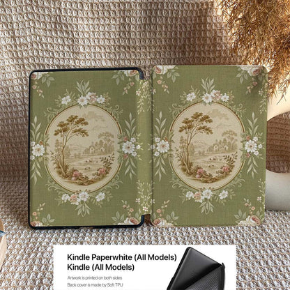 Floral patterned Kindle case on a textured surface