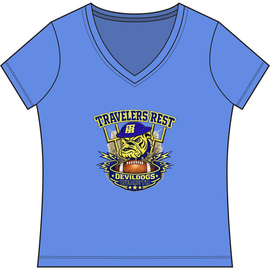 Travelers Rest Devildogs Women's V-Neck Game Tee — trhs Football Fan Shirt