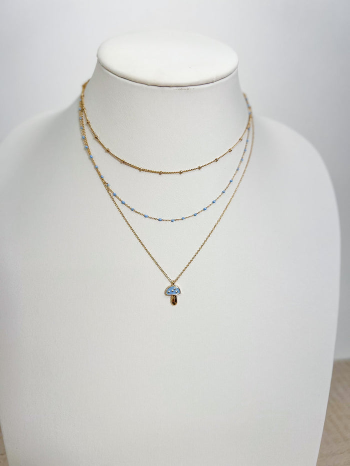 Triple Layered Mushroom Pendant Necklace, Pink