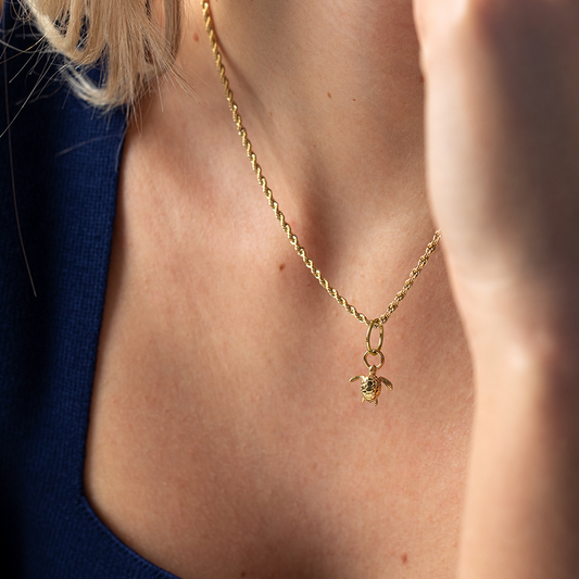 Set Turtle Charm und Halskette Gold