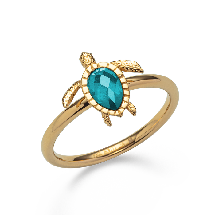 Turtle Ring Aquamarine Gold