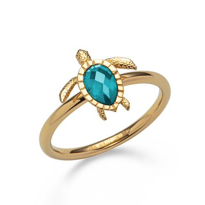 Turtle Ring Aquamarine Gold