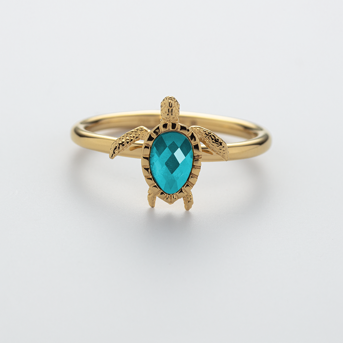 Turtle Ring Aquamarine Gold