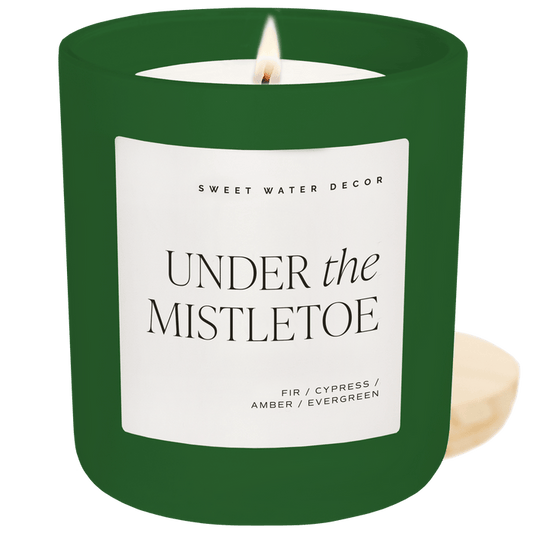 Under the Mistletoe Soy Candle - Green Matte Jar - 15 oz - Sweet Water Decor - Candles