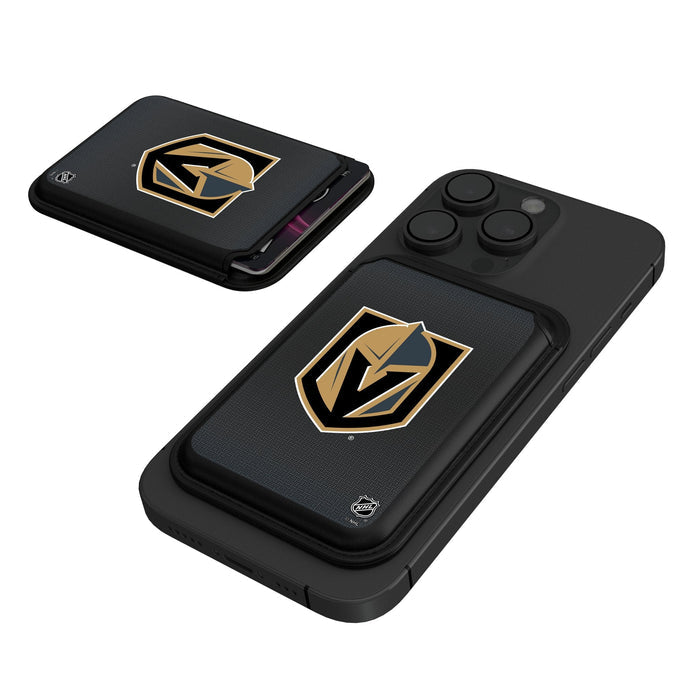 Vegas Golden Knights Linen Black Magnetic Credit Card Wallet - Vegas Team Store
