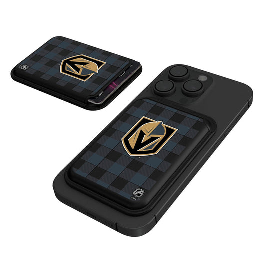 Vegas Golden Knights Plaid Black Magnetic Credit Card Wallet - Vegas Team Store