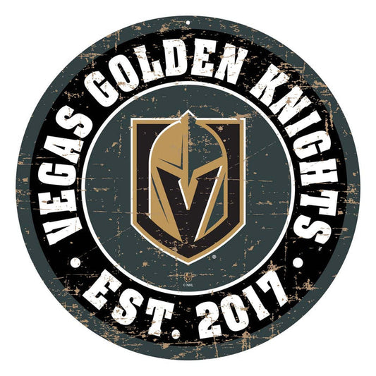 Vegas Golden Knights Sign - 22" Round Distressed Logo - Vegas Team Store