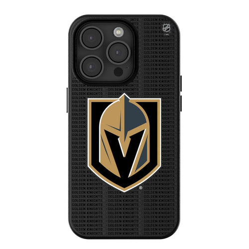 Vegas Golden Knights Text Backdrop MagSafe Compatible Phone Case for Apple iPhone - Vegas Team Store