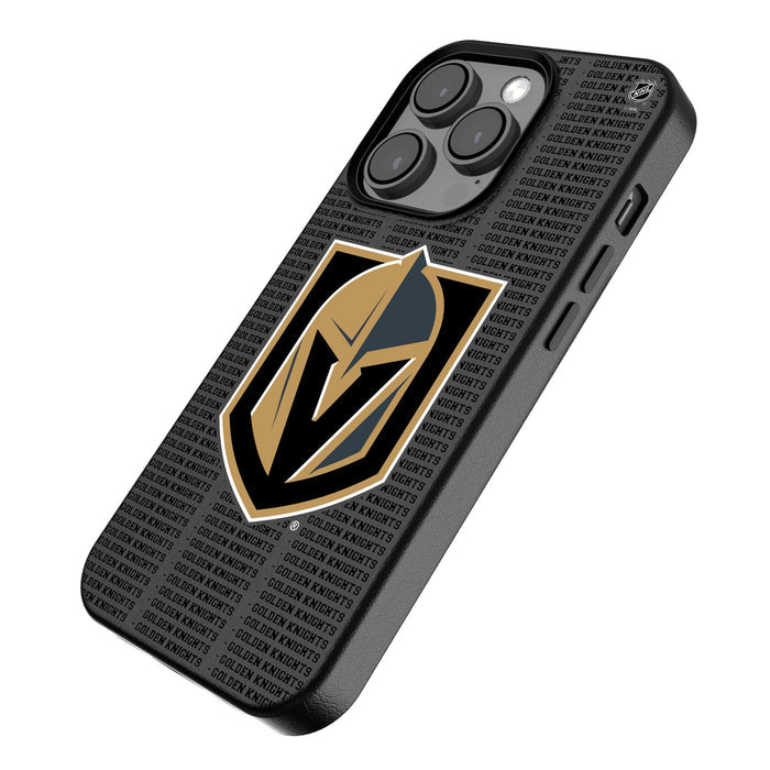 Vegas Golden Knights Text Backdrop MagSafe Compatible Phone Case for Apple iPhone - Vegas Team Store