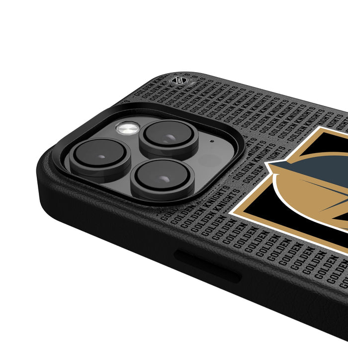 Vegas Golden Knights Text Backdrop MagSafe Compatible Phone Case for Apple iPhone - Vegas Team Store