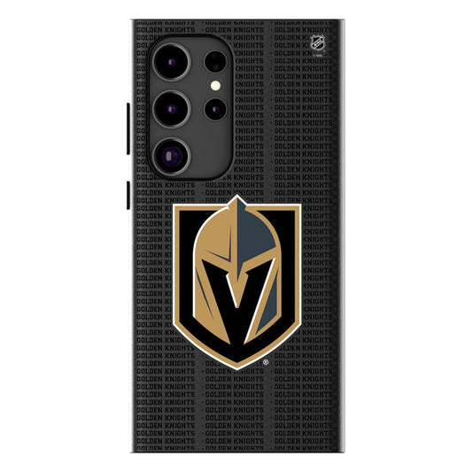 Vegas Golden Knights Text Backdrop MagSafe Compatible Phone Case for Samsung Galaxy - Vegas Team Store