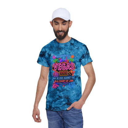 Vegas Neon Tie-Dye Tee — "What Happens in Vegas" (No Logo)