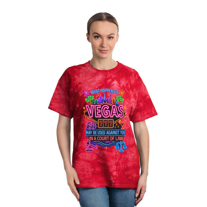 Vegas Neon Tie-Dye Tee — "What Happens in Vegas" (No Logo)