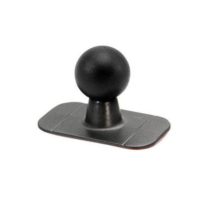 The 22mm VHB Adhesive Mount is a black plastic car dashboard mount with a rounded ball top and flat rectangular base, using strong 3M VHB adhesive for secure phone or GPS holder attachment in vehicles.