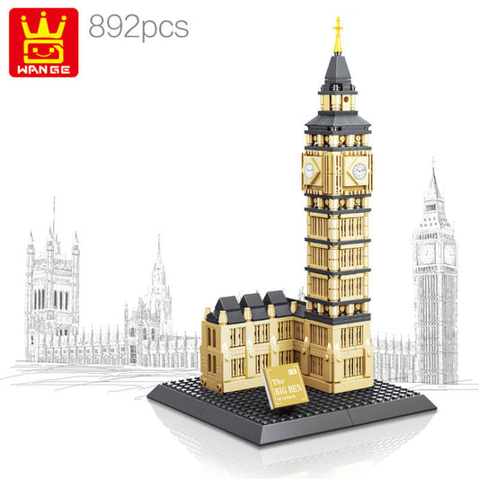 Wange Bricks: MOC Architecture Elizabeth Tower, London Uk The Big Ben Building Brick Toy Figure