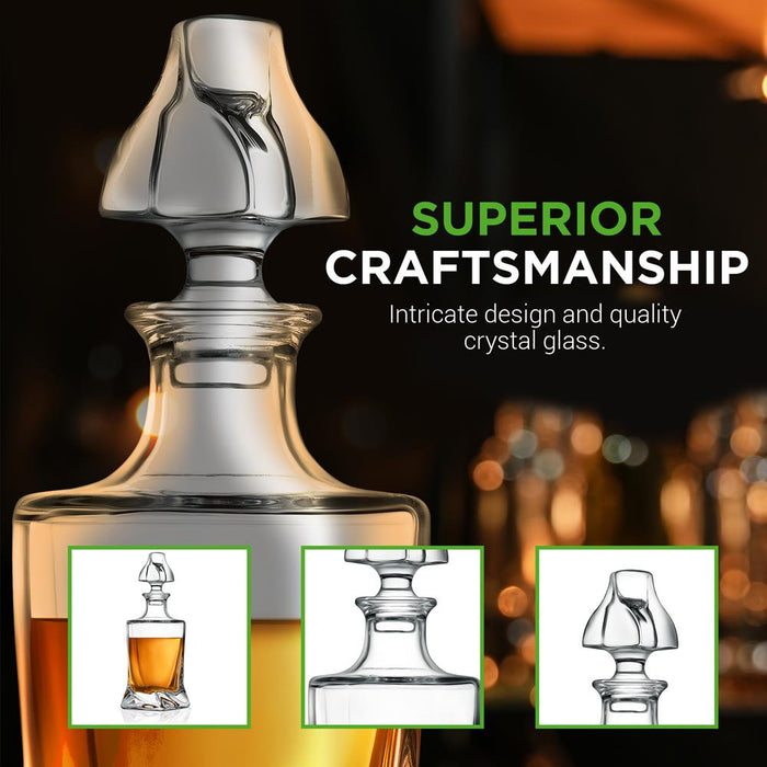 Whiskey Decanter Set - Enhances Flavor - Crystal Glass - Clear