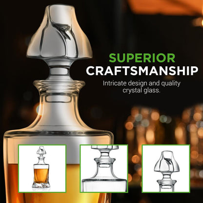 Whiskey Decanter Set - Enhances Flavor - Crystal Glass - Clear