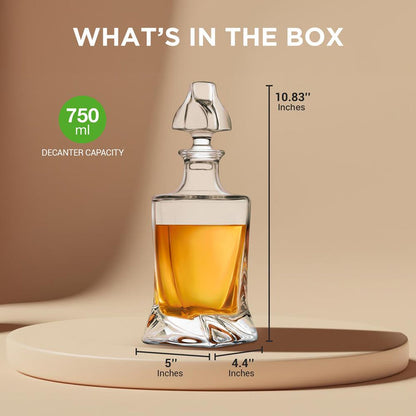 Whiskey Decanter Set - Enhances Flavor - Crystal Glass - Clear