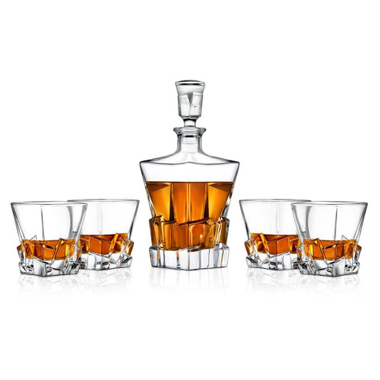 Whiskey Decanter Set Enhances Flavor Crystal Glass Clear