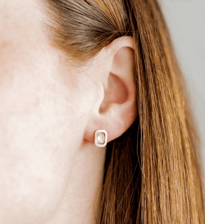 Linny & Co. Whitney White Marshmallow Screwback Stud Earrings