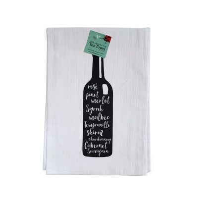 Wine Bottle Tea Towel, flour sack dish towel