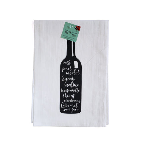 Wine Bottle Tea Towel, flour sack dish towel