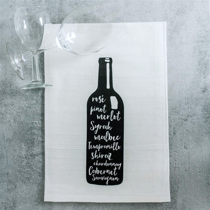 Wine Bottle Tea Towel, flour sack dish towel